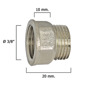 Estensione Esagonale Cromata 3/8x10 - Product Image 1