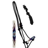 Licol pour cheval en corde tressée de qualité supérieure avec design de nez à perles et longe assortie pour un usage quotidien