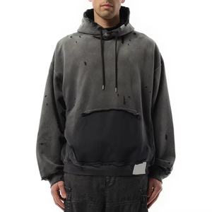 Sweat-shirts à capuche surdimensionnés décontractés pour hommes, personnalisés, effet délavé, couleur unie, hiver, 2 pièces, en polaire respirante et écologique, vente en gros - Product Image 1