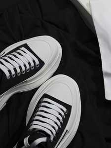 Chaussures décontractées à lacets pour femme MQ MoQueen, version haute, en toile blanche, nouveau style, plateforme à semelle épaisse, rehaussantes, collection automne - Product Image 5