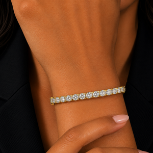 Round Cut Tennis Bracelet Moissanite Diamond 14K <b>Solid</b> <b>Gold</b> DEF VVS Classic Wedding Fine Jewelry Bracelet for Women Wholesale - Product Image 2