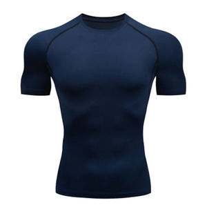 Camiseta de gimnasio de gran tamaño personalizada para hombre, camiseta de entrenamiento de secado rápido, camiseta de compresión para Fitness, entrenamiento de manga corta - Product Image 2