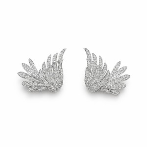 Orecchini 3D con Ali d'Angelo in Cristallo e Rame Placcato Oro Bianco per Donne, Accessori Classici Eleganti per Fidanzamento - Product Image 1