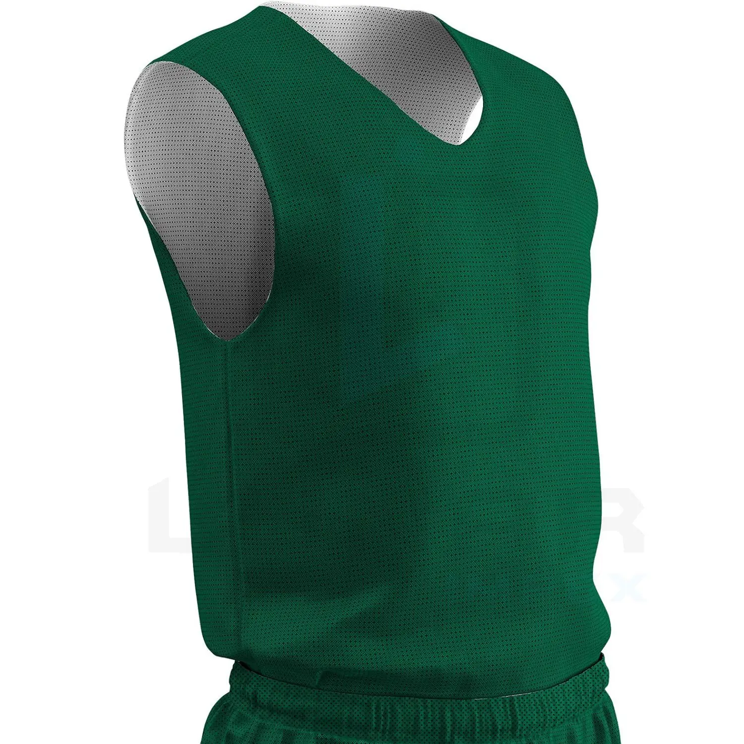 Зеленый и белый баскетбольный трикотаж двухцветный полностью обратимый пользовательский цвет и название команды сублимационная печать способность
