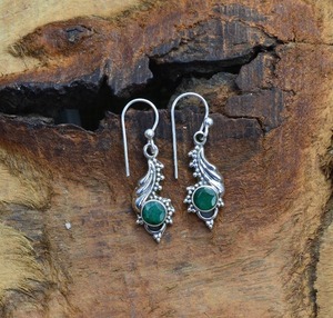Émeraude pierres précieuses bijoux pour femmes argent Boho Style boucles d'oreilles bijoux 925 argent Sterling tendance boucles d'oreilles faites à la main cadeau maman - Product Image 3