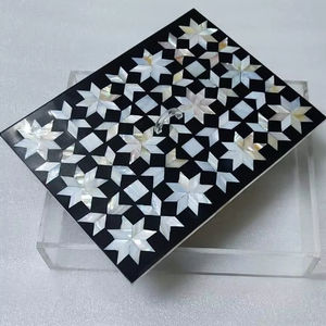 Black Decorative Acrylic Chocolate <b>Box</b> <b>with</b> Mother of Pearl <b>Lid</b> for Jewelry <b>Storage</b> and Packing Gift Boxes - Product Image 1