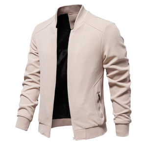 Chaqueta universitaria de lona con cuello levantado para hombre, precio al por mayor, talla grande, chaqueta Bomber, chaqueta de béisbol impermeable con logotipo personalizado para hombre - Product Image 1