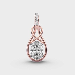 Pendentif infini en diamant ovale cultivé en laboratoire certifié IGI avec attache en diamant en or jaune/rose et or blanc 9 carats - Product Image 6