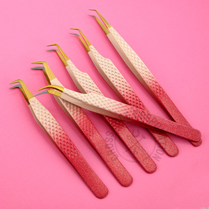 Custom 90 Volume Fans Moon Curved Classic Fiber Grip Eyelash Extension Tweezers Stainless Steel Maga Boot Nonslip Lash <b>Tool</b> - Product Image 1