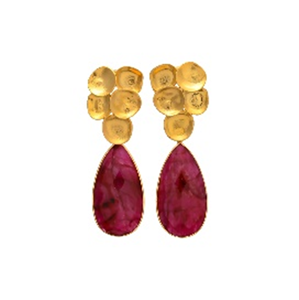 Pendientes de plata de ley 925 con forma de pera, Gema de rubí teñida, novedad - Product Image 1