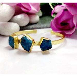 Brass Gold Plated Fashion Cuff <b>Bracelets</b> with Gemstones - Product Image 5