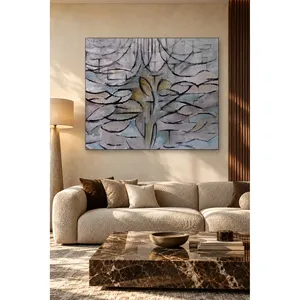 Impresión en lienzo de árbol de manzano en flor de Fida Mondrian en tonos de gris - Product Image 4