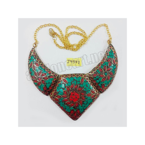 Symboles Sacrés Pendentif Dorje Tibétain Révérence Radiante Collier Turquoise et Corail Tibétain - Product Image 6