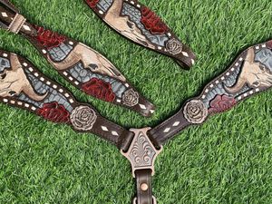 ชุดบังเหียนและสายรัดอกม้าหนังแท้และโลหะ รุ่น Kaamkaaj KKJ01 พร้อมหัวเข็มขัดปลดเร็ว ขนาดปกติ เหมาะสำหรับผู้เริ่มต้นขี่ม้า - Product Image 2