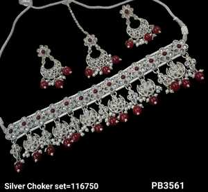 Plaqué argent belle superbe CubicZircon cristal Dangle goutte tour de cou collier de mariage bijoux avec boucle d'oreille Mangtika pour les femmes - Product Image 3