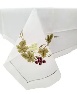 Bán buôn tùy chỉnh trắng bông Khăn Trải Bàn vuông với Thêu nho nho Mô hình có thể giặt nhà/khách sạn/nhà hàng bên sử dụng - Product Image 1