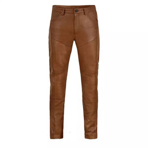 Dernier design de pantalon en cuir de mouton souple pour hommes, de haute qualité, droit, style de rue, avec poche latérale - Product Image 6