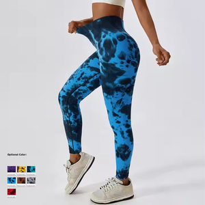 Leggings de Yoga de Cintura Alta para Mujer, con Estampado Tie Dye, Cintura Elástica, Estiramiento en Cuatro Direcciones, Pantalones Deportivos - Product Image 3