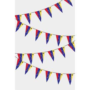 Guirlande de fanions triangulaires du Venezuela en toile de jute durable pour la Fête des Pères, la rentrée scolaire, les remises de diplômes, Noël, Halloween, le Nouvel An, Pâques - Product Image 1