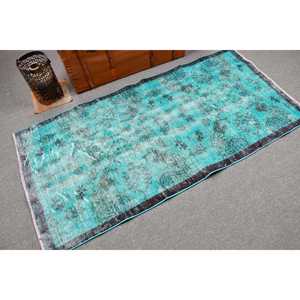 Alfombra Turca Vintage de 3.1x6.3 pies, Alfombra Decorativa, Alfombra de Lana Azul - Product Image 2