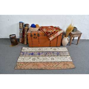 2.7x4.5 ft Turkish Vintage Patchwork Rug Eco-Friendly <b>Brown</b> <b>Wool</b> Rug with Latex Backing Small Rug - Product Image 2