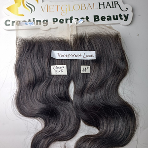 Closure de cheveux bruts non-Remy du Cambodge, double trame, ondulations naturelles et Body Wave - Product Image 2