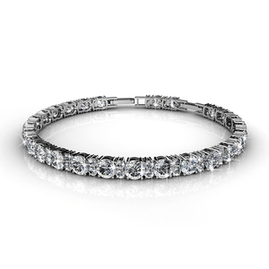 <span class=keywords><strong>Pulsera</strong></span> DE TENIS alegre de alta calidad para mujer, adornada con cristales de <span class=keywords><strong>Swarovski</strong></span> Daisini, <span class=keywords><strong>pulsera</strong></span> chapada en oro de 18K de plata 925 - Product Image 1