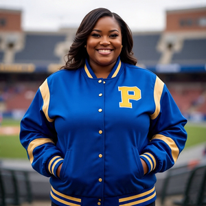 เสื้อแจ็กเก็ตสตรีแขนยาวหนังขนาดใหญ่พิเศษผ้าเบสบอลปักลายเสื้อแจ็คเก็ตขนสัตว์100% ขนาดใหญ่ - Product Image 6