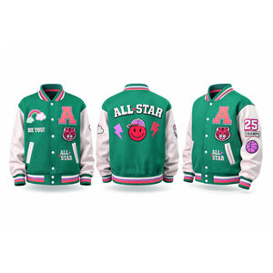 Blouson universitaire vintage décontracté en chenille personnalisé avec patchs brodés, imperméable, écologique, à capuche, vente en gros - Product Image 4