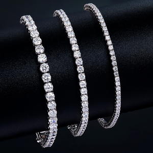 Pulsera de tenis de diamantes cultivados en laboratorio con certificación IGI, de alta calidad, con corte brillante, DEF VS-VVS, cadena de eslabones de plata 925, joyería. - Product Image 1
