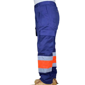 Pantalon de travail réfléchissant 100% coton pour hommes, logo personnalisable, vêtements de travail cargo imperméables pour l'exploitation minière - Product Image 3