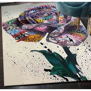 Tapis Banksy Rose Graffiti : Tapis d'appoint antidérapant, tapis doux non tissé - Product Image 5