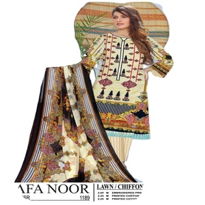 Alta calidad Indio pakistaní bordado césped camisa gasa Dupatta algodón pantalones nueva llegada impreso adulto colección - Product Image 1