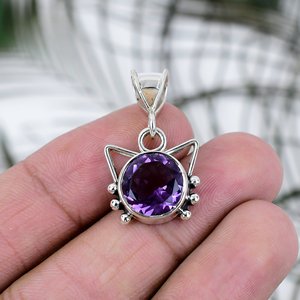 Colgante de Amatista Natural con Engaste de Bisel en Plata de Ley 925, Estilo Casual/Deportivo, Gema Púrpura de Corte Brillante, Joyería Fina - Product Image 5