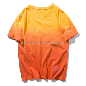 Camiseta de dos tonos con tinte de corbata de talla grande de alta calidad, logotipo personalizado bordado, 100% algodón, informal, Hip Hop, camiseta Unisex para hombre, camisetas sólidas - Product Image 2