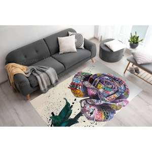 Banksy Rose Graffiti Printed <b>Rug</b> - Modern, Machine Washable, Cool,<b>Chenille</b> <b>Rug</b> - Product Image 1