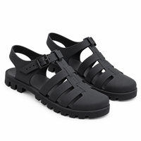 Sandales romaines minimalistes d'été pour femmes avec fermeture à boucle, en PVC, à semelle plate, imperméables, tendance et polyvalentes, type Jelly Shoes