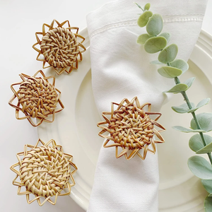 Rond de serviette tissé à la main vintage fabriqué au Vietnam matériau écologique pour la décoration de la maison et de la vaisselle en gros - Product Image 4