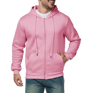 Precio al por mayor Servicio OEM Hombres 100% Algodón Manga larga Hombro Pendiente Cuello Cinta Color sólido Cómodo Zip Hoodie Bangladesh - Product Image 2