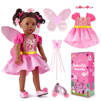 Poupée Reborn Daisy de 18 pouces, corps entier en vinyle, réaliste, petite fille afro-américaine aux cheveux bouclés, jouet doux, poupée de mode
