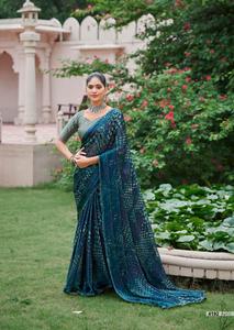 Saree en soie douce Barraso avec imprimé et chemisier de travail fantaisie par Fabzone - Product Image 6