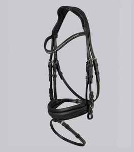 Bridon de cheval en cuir classique, design anglais traditionnel, adapté au dressage, au saut d'obstacles et à l'équitation quotidienne. - Product Image 5