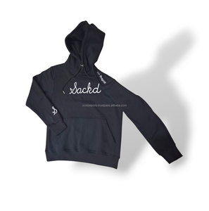 เสื้อมีฮู้ดสำหรับผู้ชายผ้าฟลีซระบายอากาศได้ดีปรับแต่งได้300 GSM แขนไหล่ด้านหน้าทรงหลวมปักสไตล์ลำลอง - Product Image 5