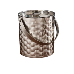 Seau à glace en acier inoxydable de conception martelée durable fini argent pour seau à champagne avec côté pour les fêtes - Product Image 6