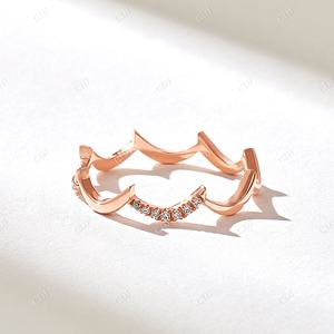 แหวนลายซิกแซ็กเคลือบทอง14K,แหวนแต่งงานเส้นเล็กๆที่สวยงามแหวนนิ้วโป้งเป็นเอกลักษณ์สีทอง14K ดีไซน์ล่าสุด - Product Image 6