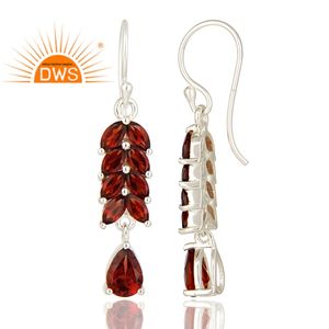 Meilleure vente de boucles d'oreilles en argent sterling avec grenat naturel et pierres précieuses fabricant de bijoux personnalisés - Product Image 3
