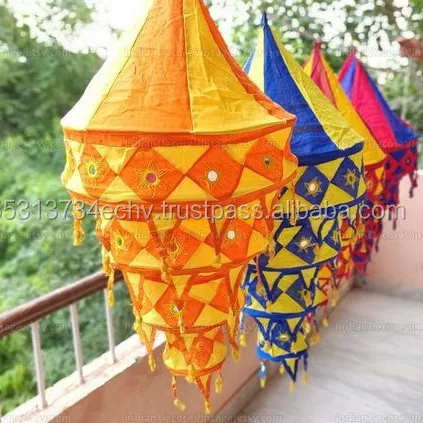 Tela de algodón con bordado indio para decoración de celebración, farol de jardín de tela Popular al por mayor, farol de Año Nuevo para exteriores