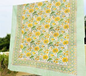 Sarong con estampado de bloque de mano indio tradicional 100% abrigo de playa de algodón con motivo floral hecho a mano ropa de resort ecológica - Product Image 4