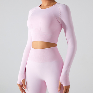 Ropa deportiva con logotipo personalizado para mujer, ropa de yoga para mujer, ropa de gimnasio sin costuras para exteriores, conjunto de mallas deportivas en blanco cómodas - Product Image 1