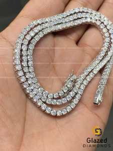 New Ravishing Round Brilliant <b>Moissanite</b> VVs Diamonds Fully Iced Out Customized Tennis Link <b>Chain</b> 10K White Gold For Unisex - Product Image 2